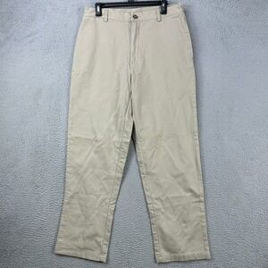 L.L. Bean Pants Khaki Mens 33X30 Tan Flannel Lined Natural Fit Flat Front Cotton
